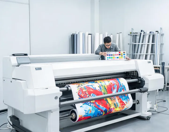 Wide-format printer producing a calibrated sign graphic